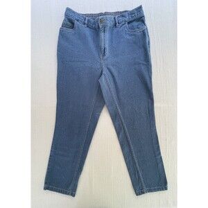 Women Within Jeans 14W Petite Blue 5-pocket, Zipper, Elastic Back, Cotton